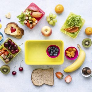 Kids healthy food background, preparation of lunchbox